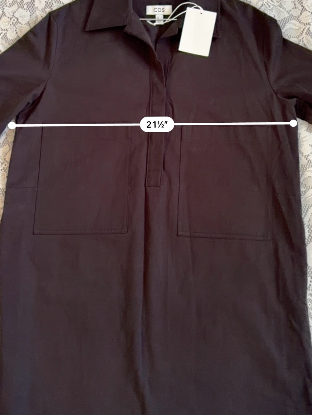 COS Black 100% Cotton Utility Mini Shirt Dress Minimalist Shift Dress - Picture 7 of 10